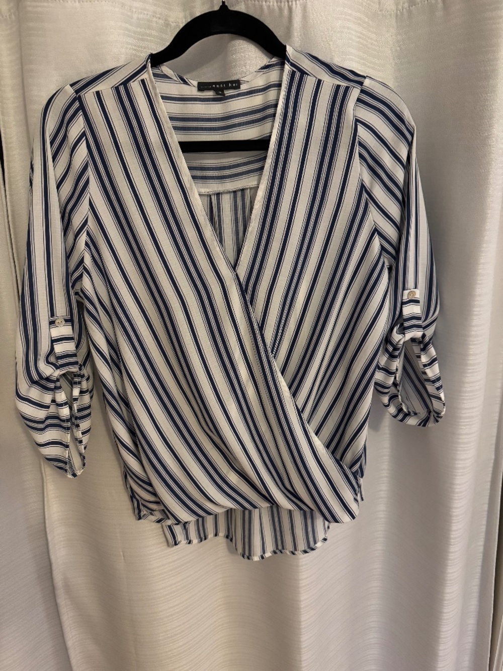 White with navy stripes, surplus style.